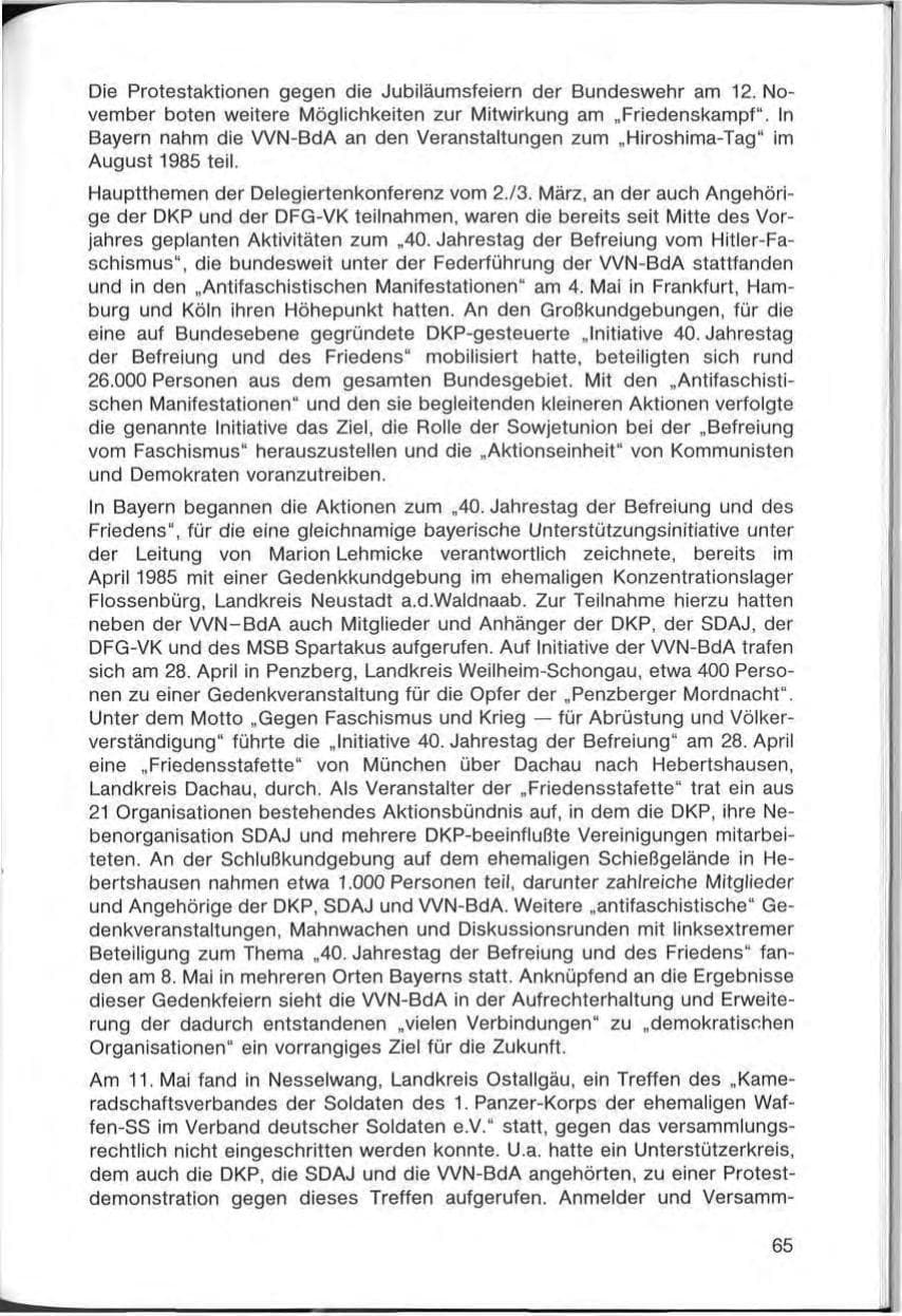 Seite 65 des Verfassungsschutzbericht 1985 Bayern