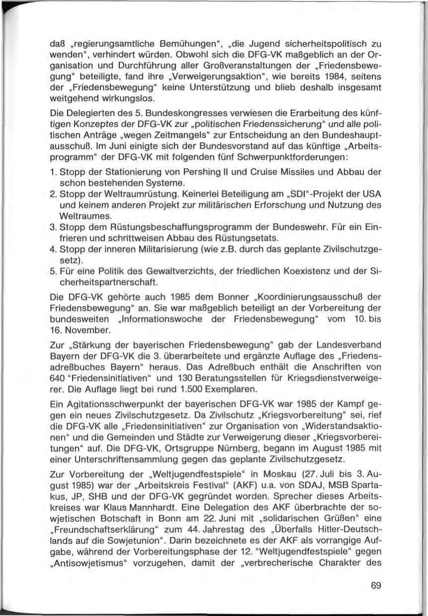 Seite 69 des Verfassungsschutzbericht 1985 Bayern