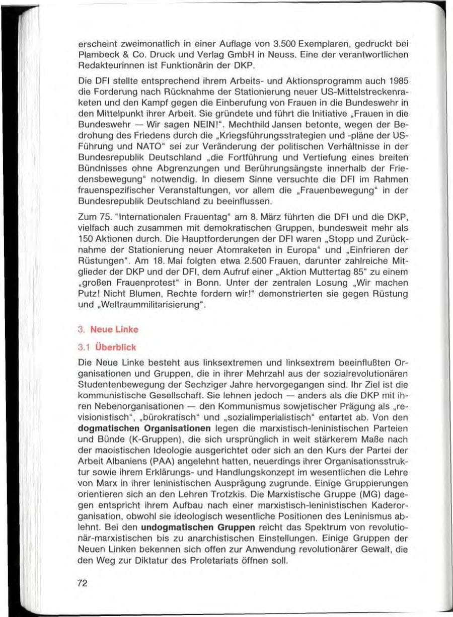 Seite 72 des Verfassungsschutzbericht 1985 Bayern