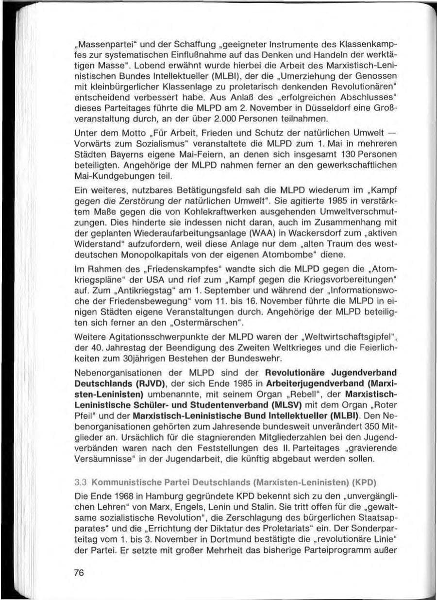 Seite 76 des Verfassungsschutzbericht 1985 Bayern