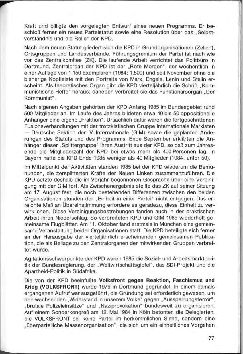 Seite 77 des Verfassungsschutzbericht 1985 Bayern