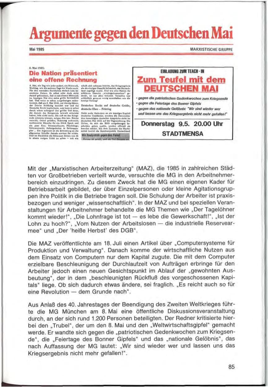 Seite 85 des Verfassungsschutzbericht 1985 Bayern