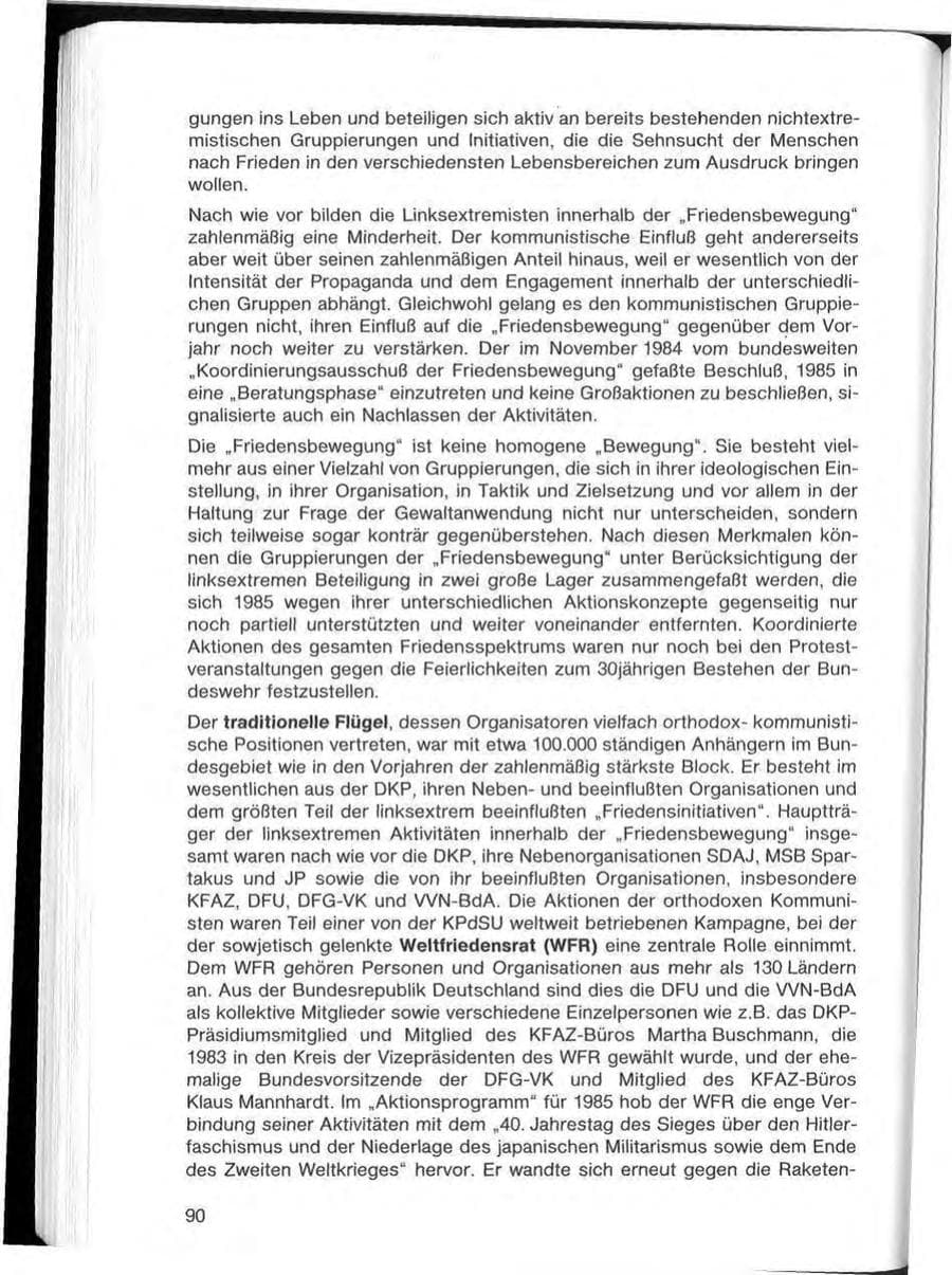 Seite 90 des Verfassungsschutzbericht 1985 Bayern