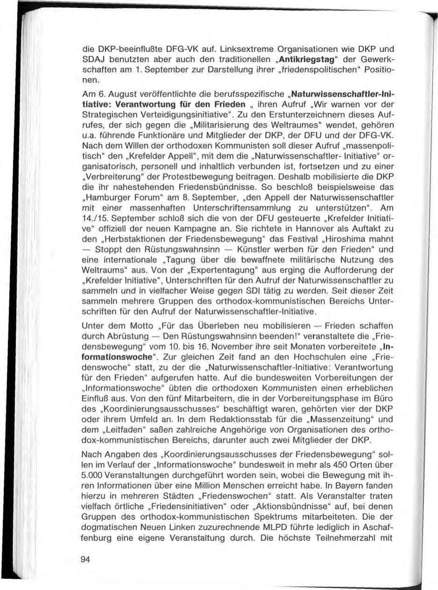 Seite 94 des Verfassungsschutzbericht 1985 Bayern