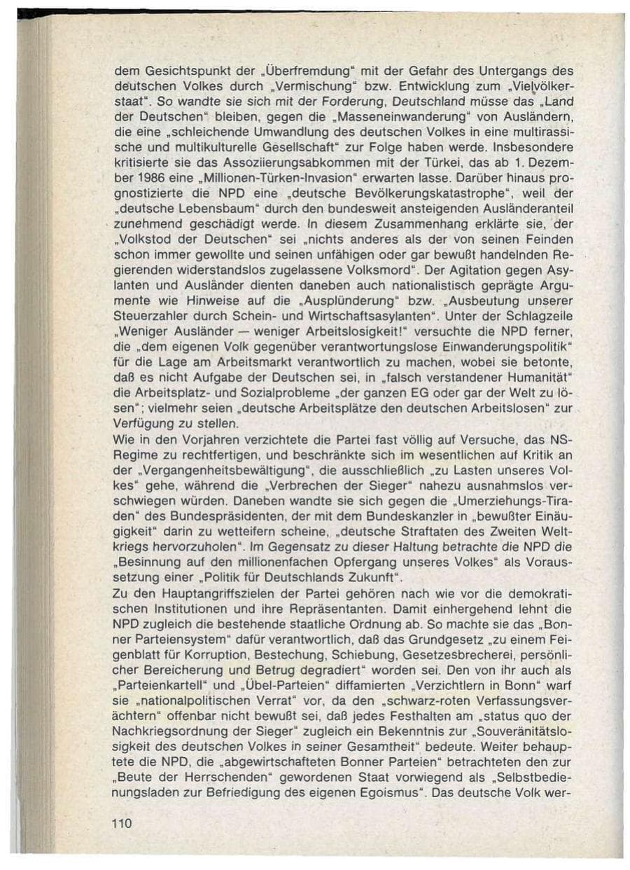 Seite 110 des Verfassungsschutzbericht 1986 Bayern