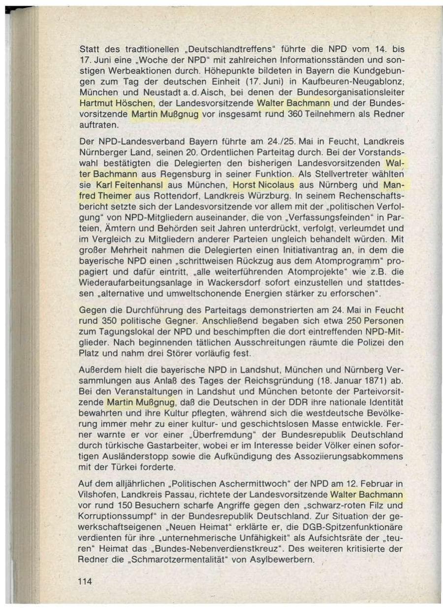 Seite 114 des Verfassungsschutzbericht 1986 Bayern