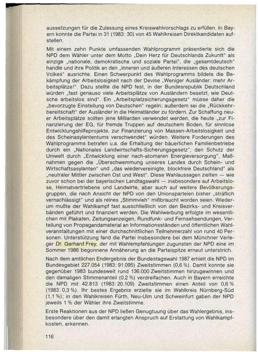 Seite 116 des Verfassungsschutzbericht 1986 Bayern