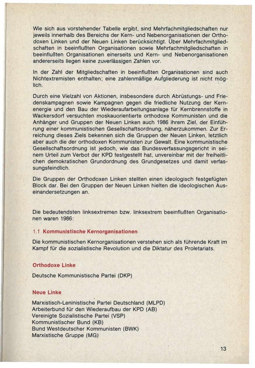 Seite 13 des Verfassungsschutzbericht 1986 Bayern
