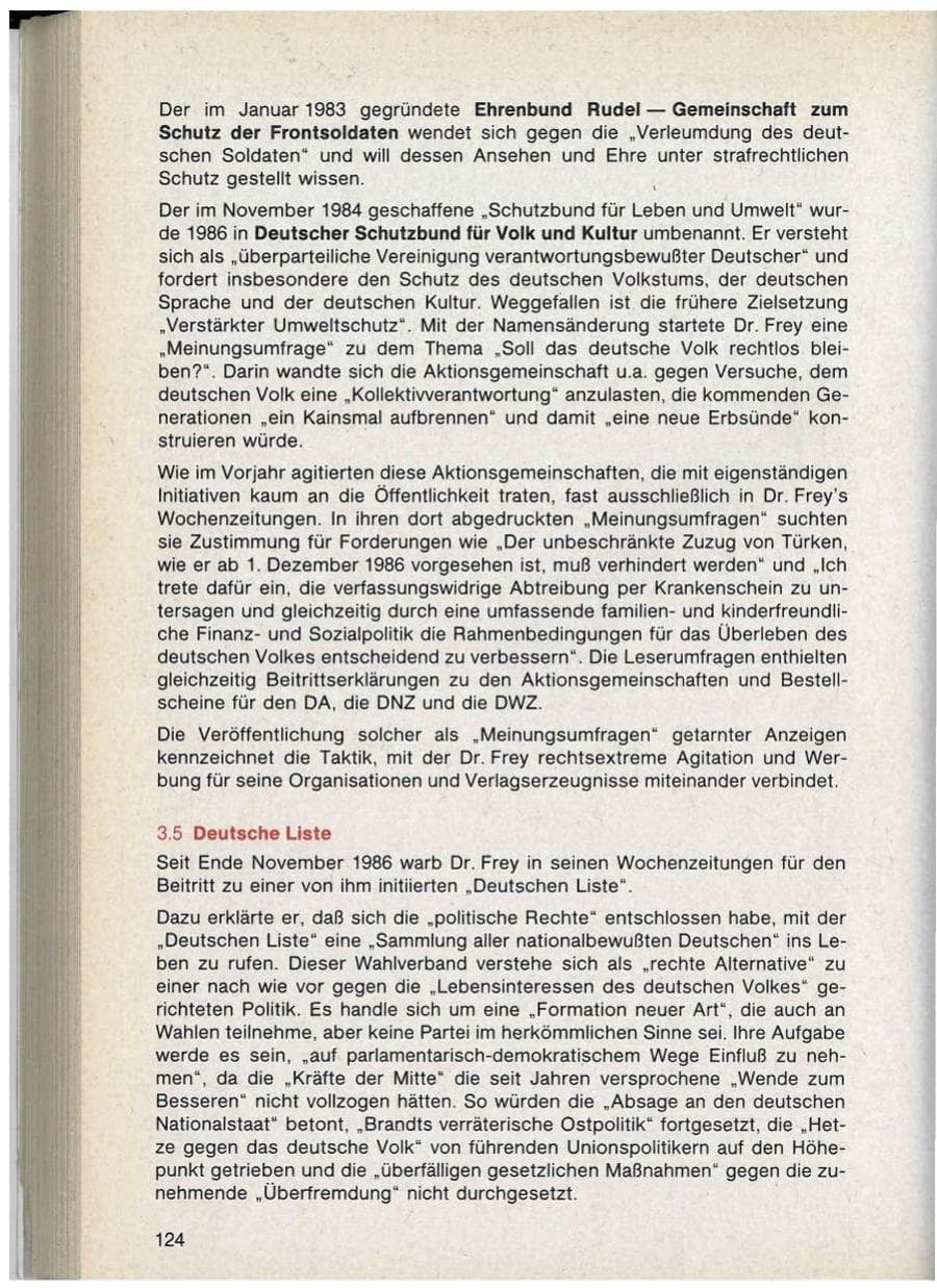 Seite 124 des Verfassungsschutzbericht 1986 Bayern