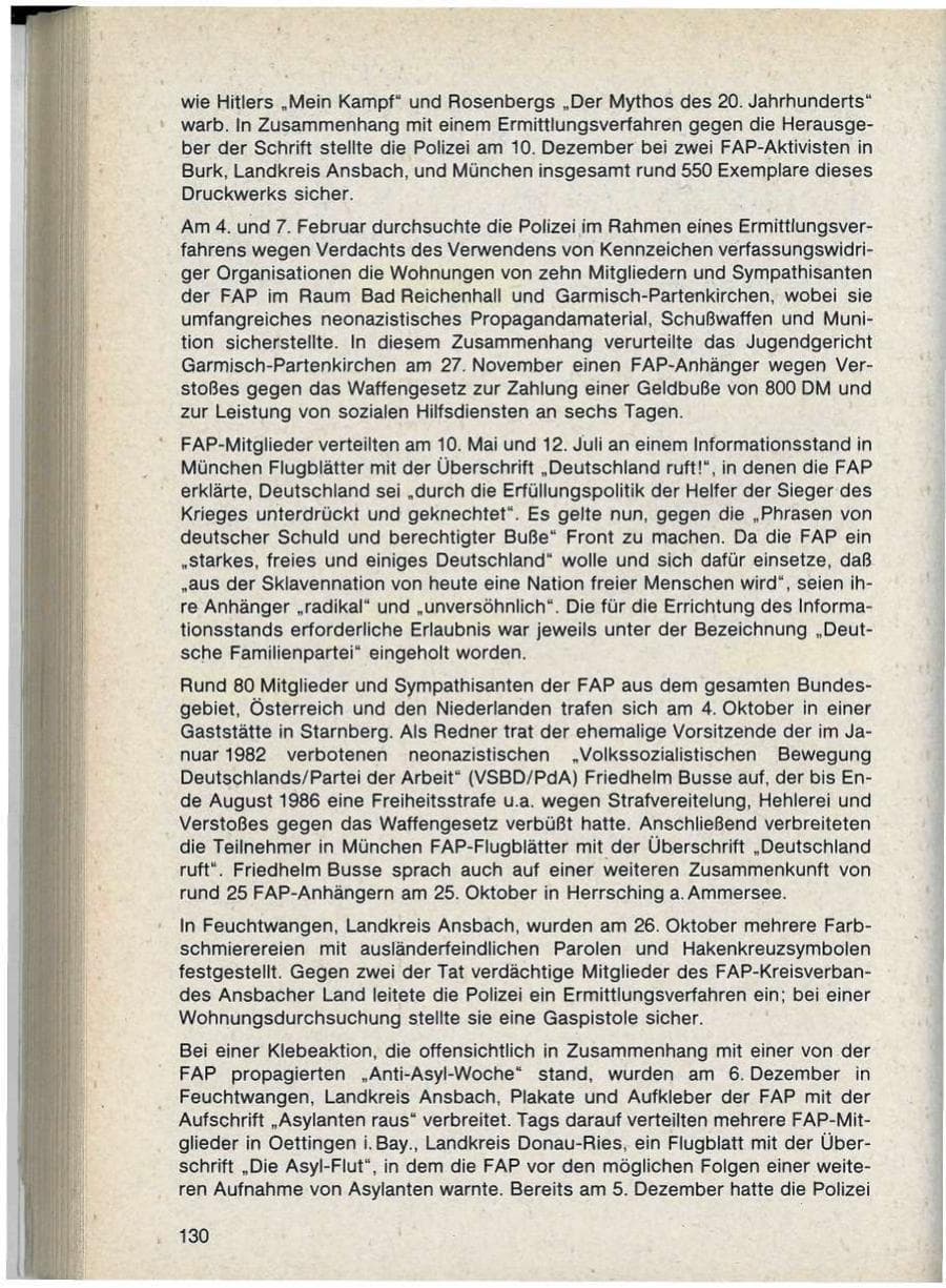 Seite 130 des Verfassungsschutzbericht 1986 Bayern