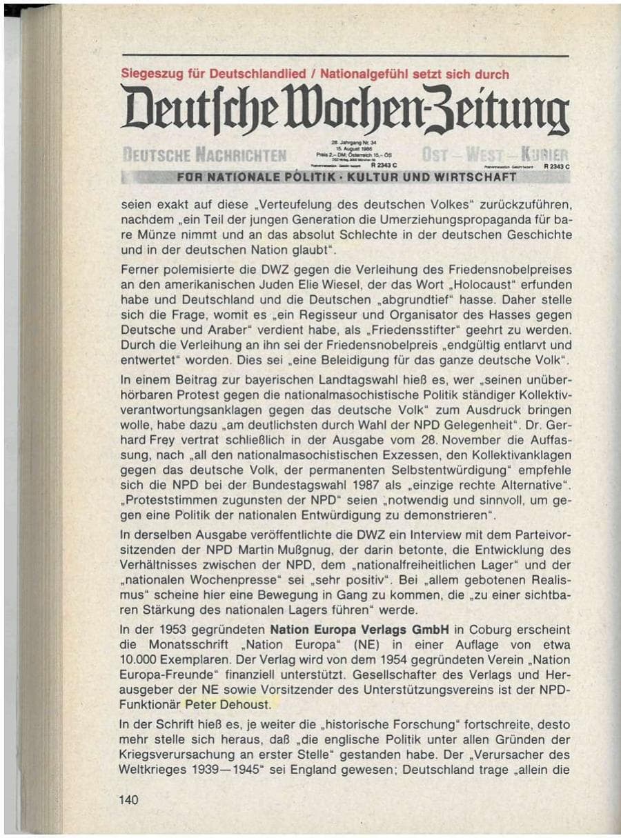 Seite 140 des Verfassungsschutzbericht 1986 Bayern