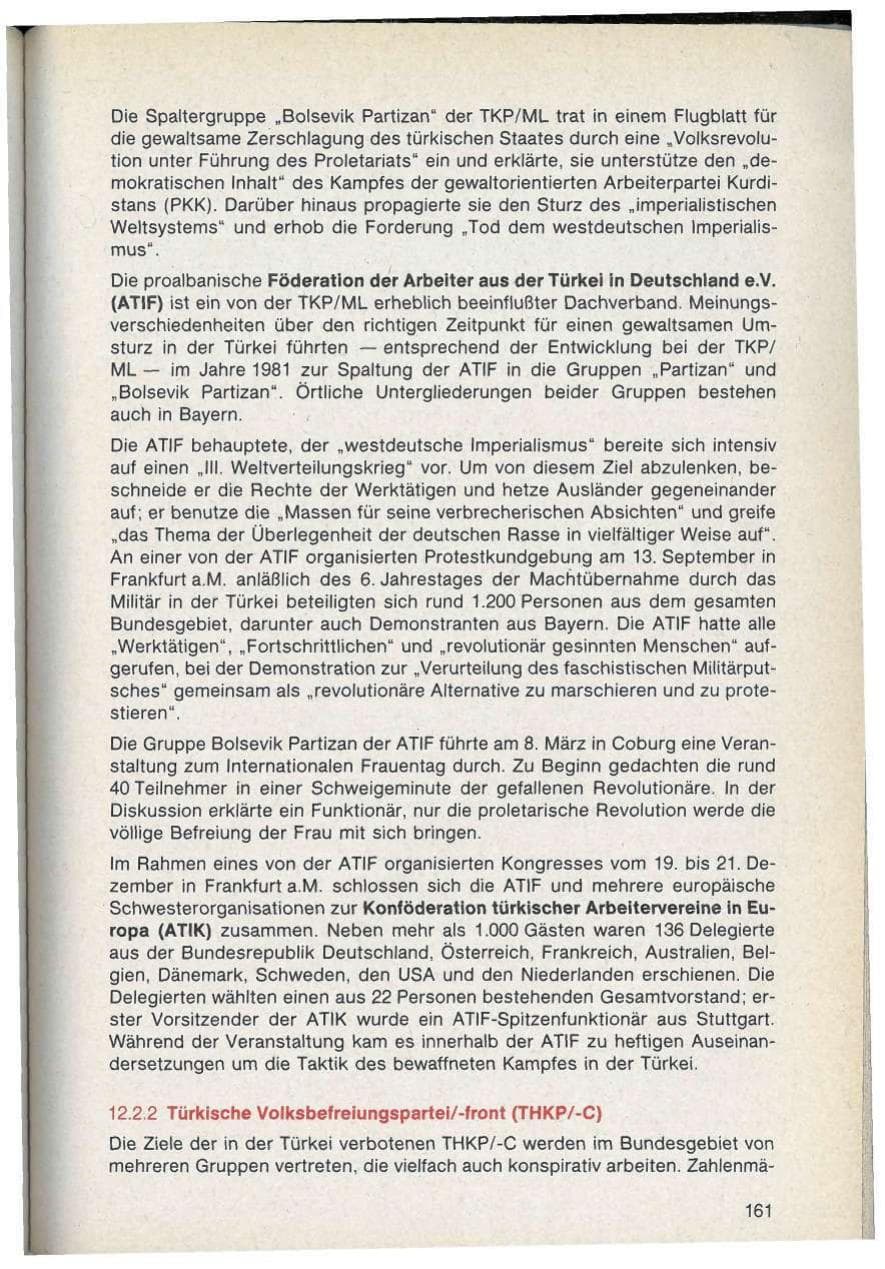 Seite 161 des Verfassungsschutzbericht 1986 Bayern