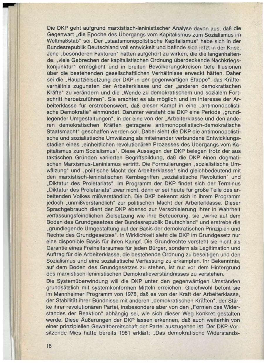 Seite 18 des Verfassungsschutzbericht 1986 Bayern