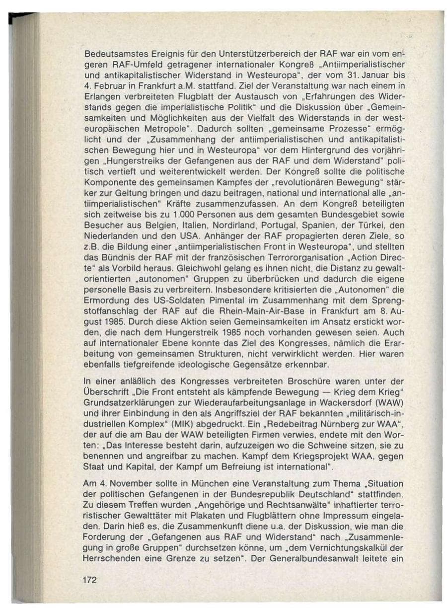 Seite 172 des Verfassungsschutzbericht 1986 Bayern