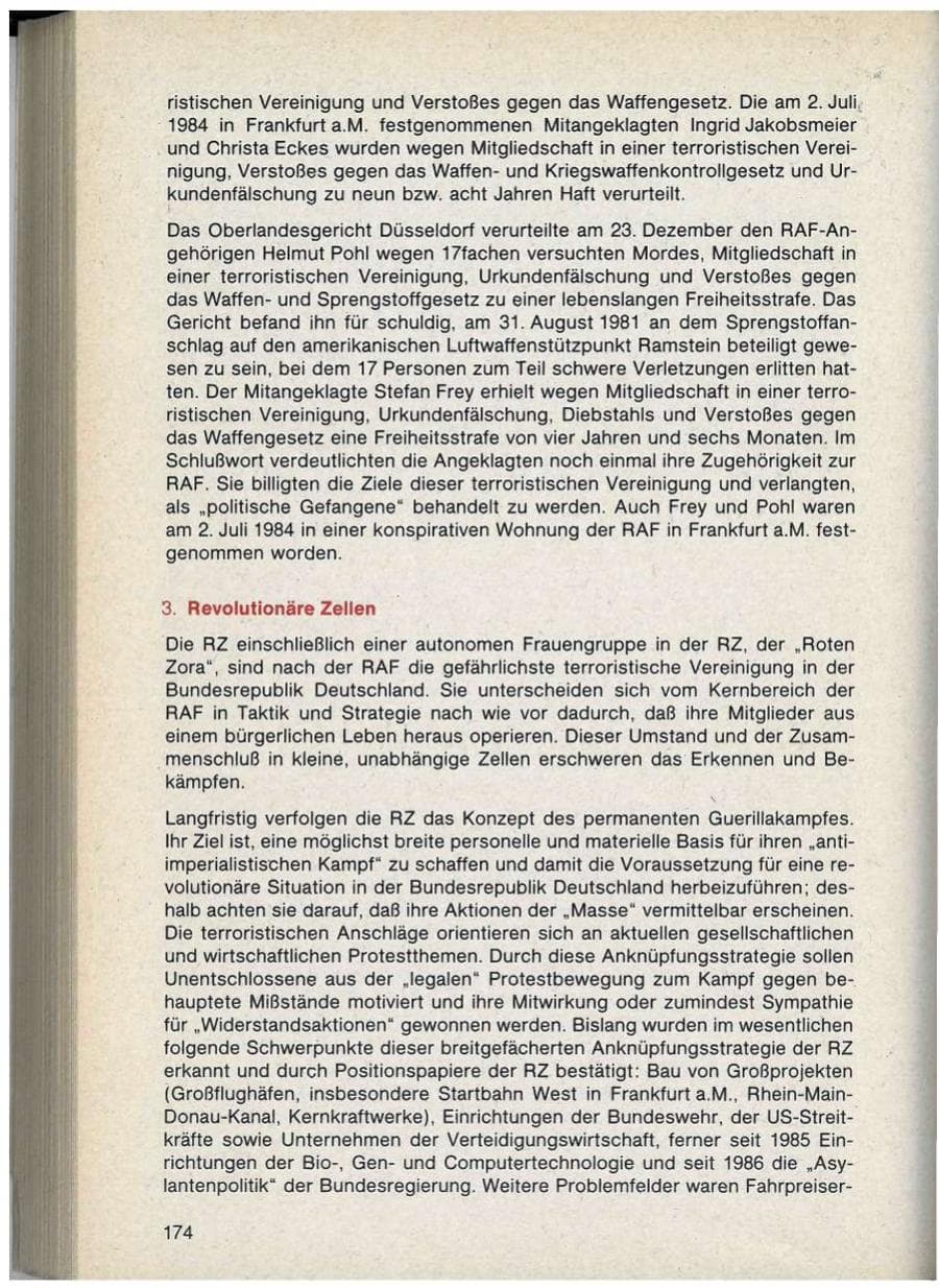 Seite 174 des Verfassungsschutzbericht 1986 Bayern