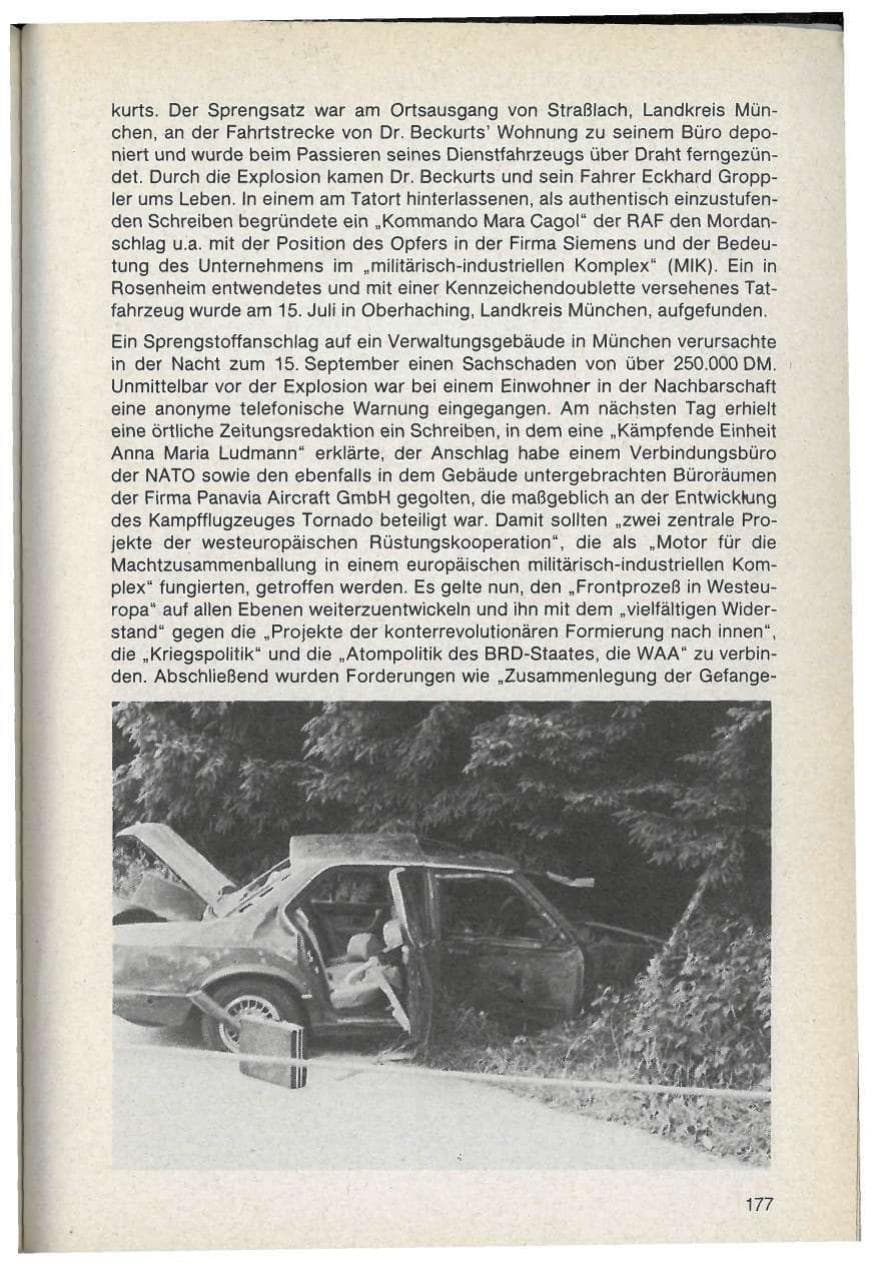 Seite 177 des Verfassungsschutzbericht 1986 Bayern