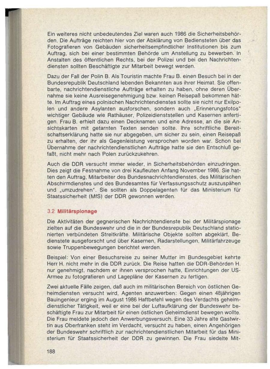 Seite 188 des Verfassungsschutzbericht 1986 Bayern