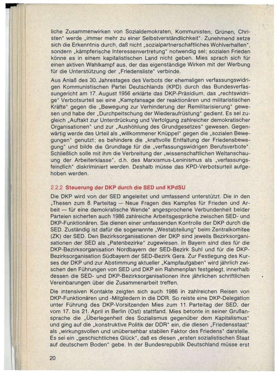 Seite 20 des Verfassungsschutzbericht 1986 Bayern