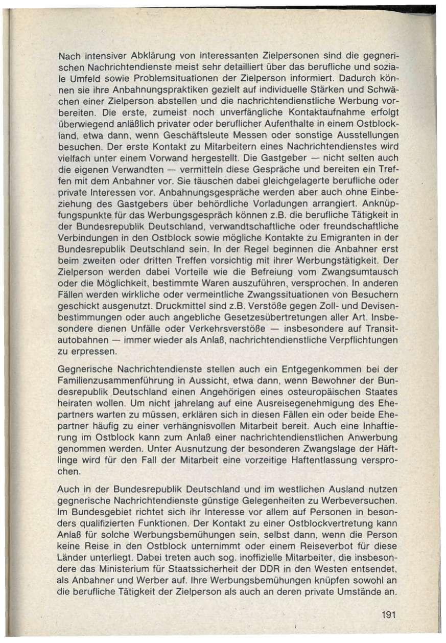 Seite 191 des Verfassungsschutzbericht 1986 Bayern
