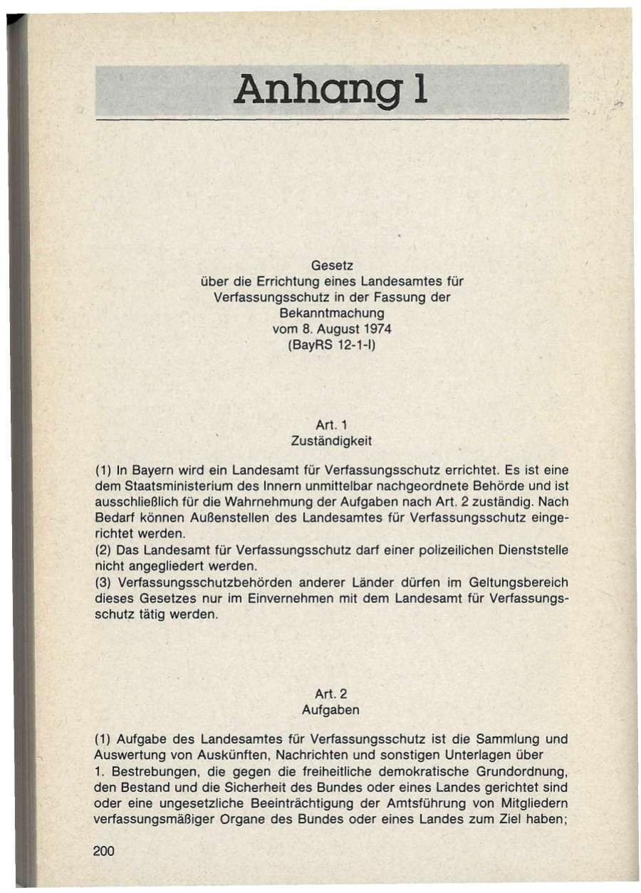 Seite 200 des Verfassungsschutzbericht 1986 Bayern