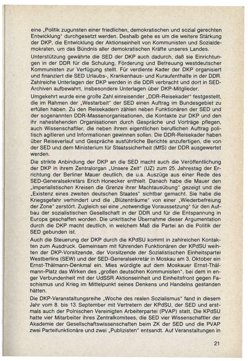 Seite 21 des Verfassungsschutzbericht 1986 Bayern