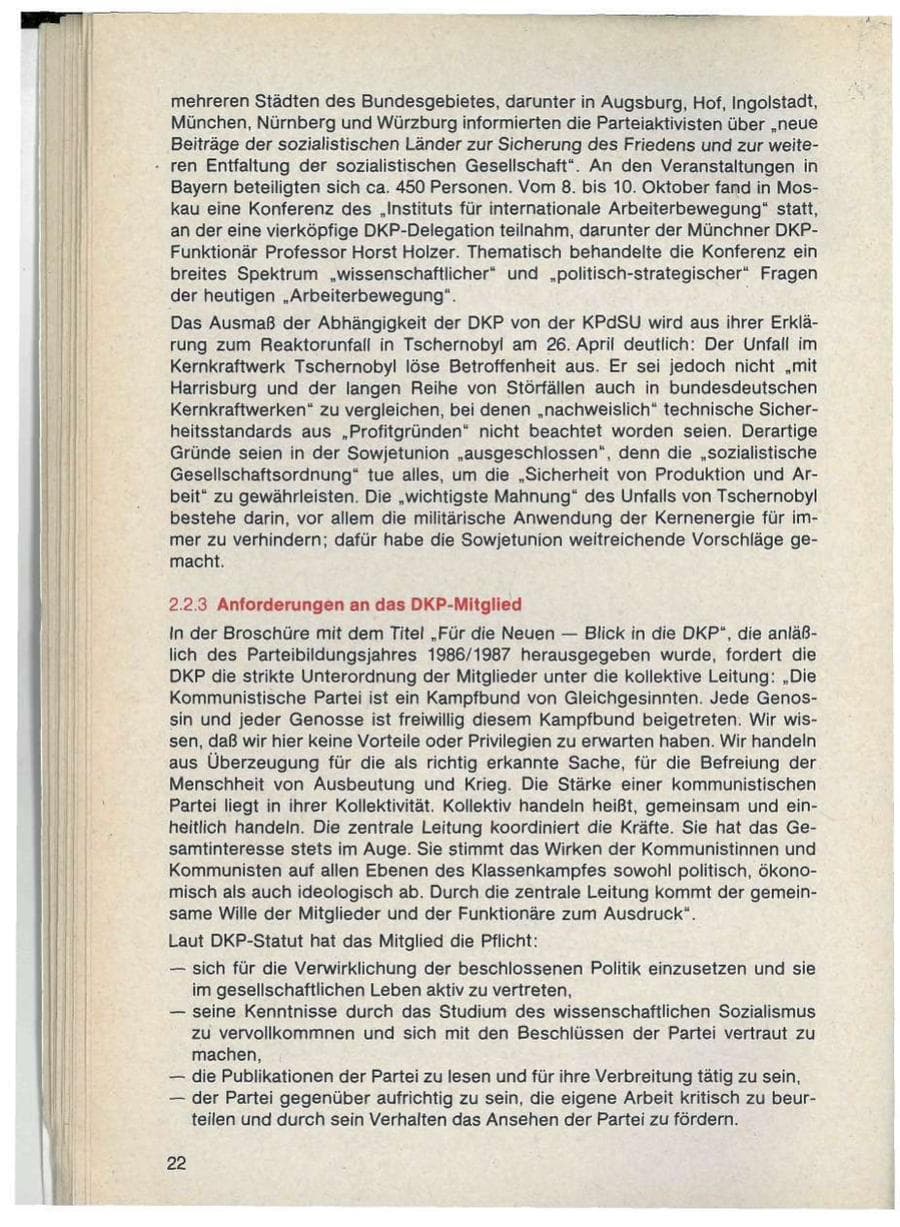 Seite 22 des Verfassungsschutzbericht 1986 Bayern