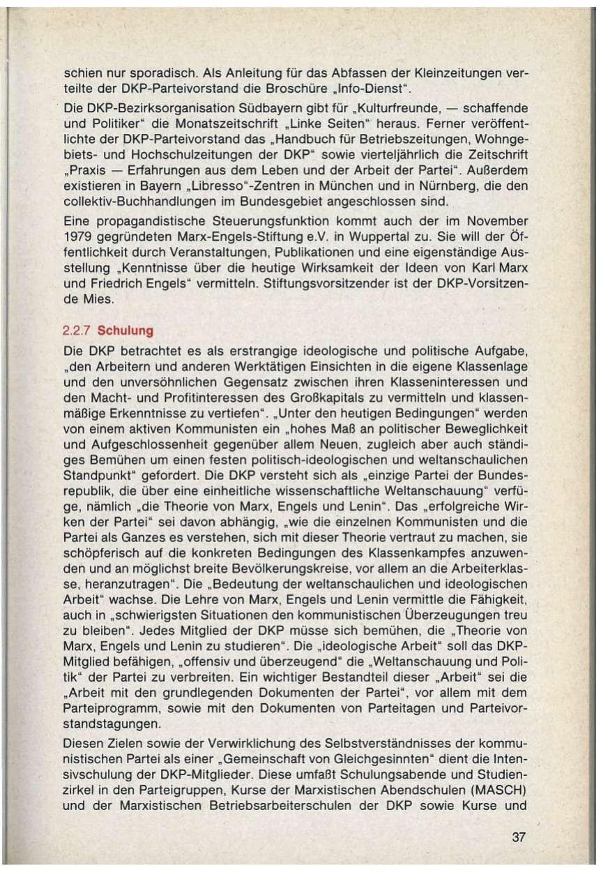 Seite 37 des Verfassungsschutzbericht 1986 Bayern
