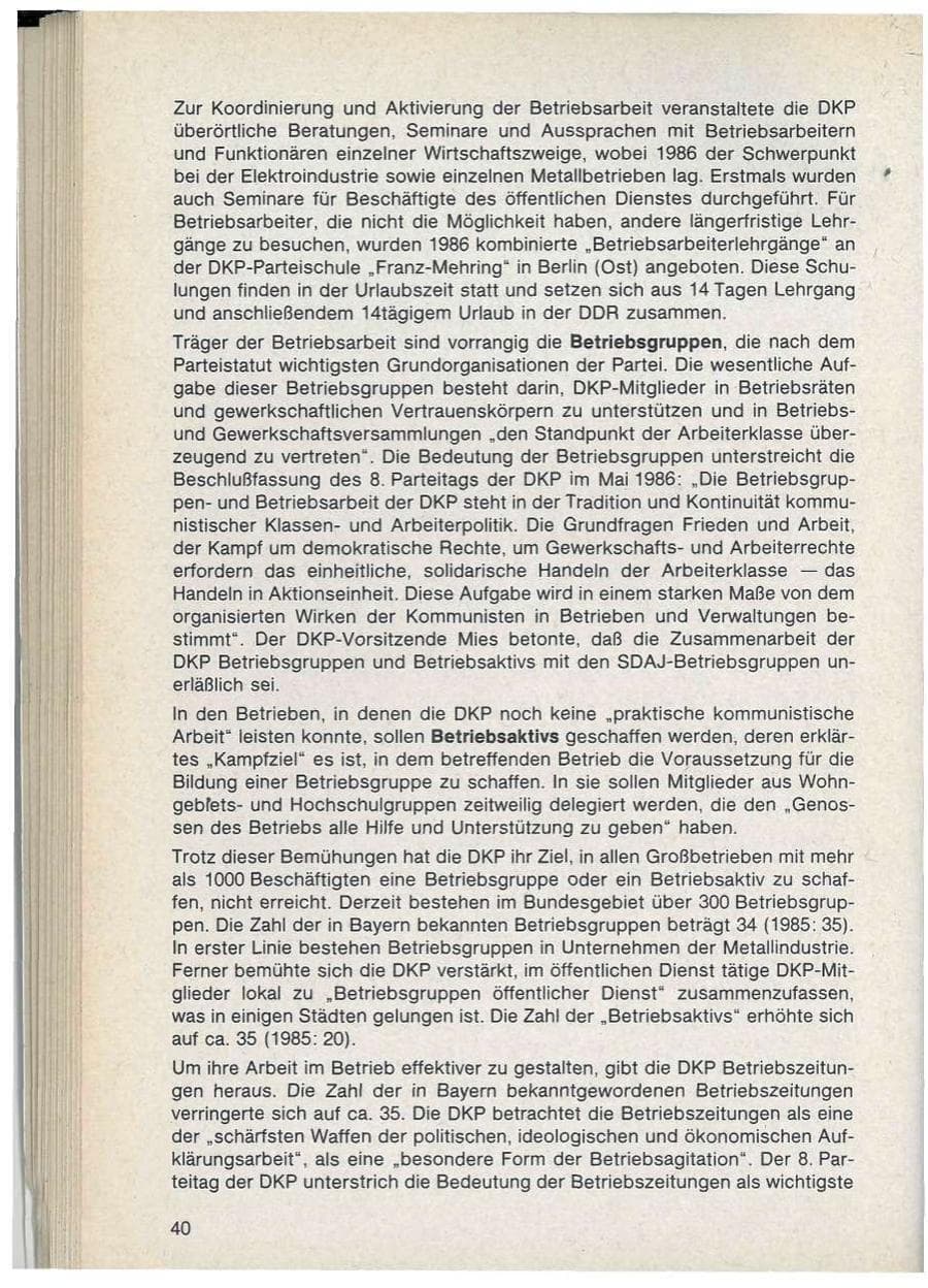 Seite 40 des Verfassungsschutzbericht 1986 Bayern