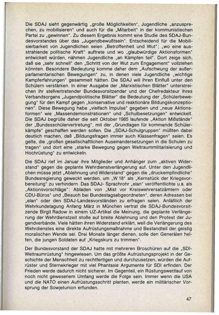 Seite 47 des Verfassungsschutzbericht 1986 Bayern
