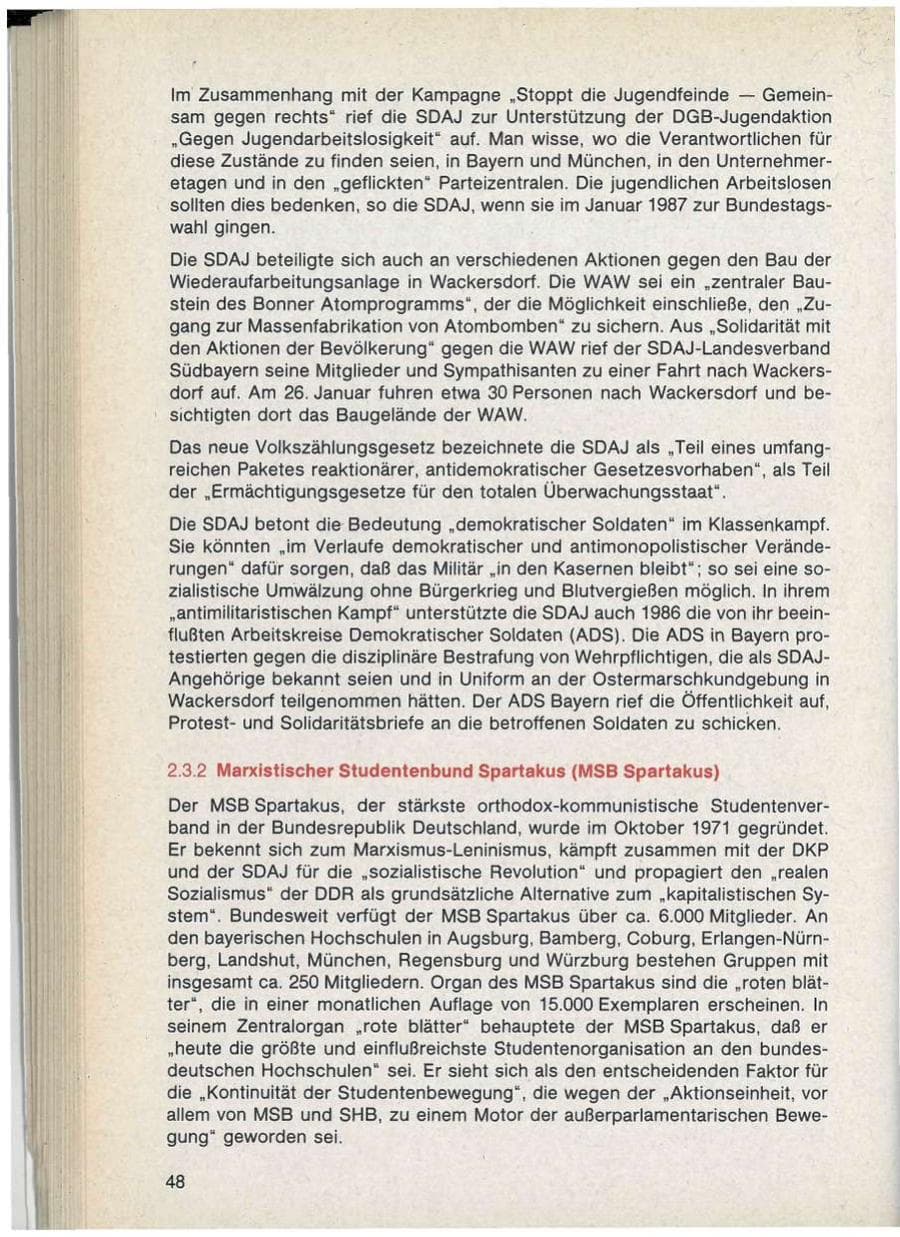 Seite 48 des Verfassungsschutzbericht 1986 Bayern