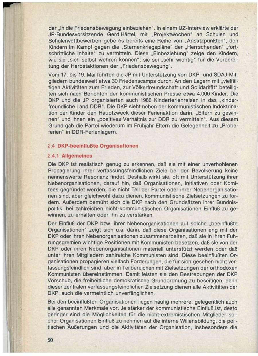 Seite 50 des Verfassungsschutzbericht 1986 Bayern