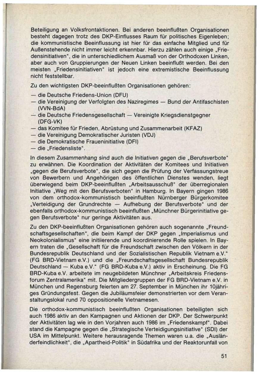 Seite 51 des Verfassungsschutzbericht 1986 Bayern