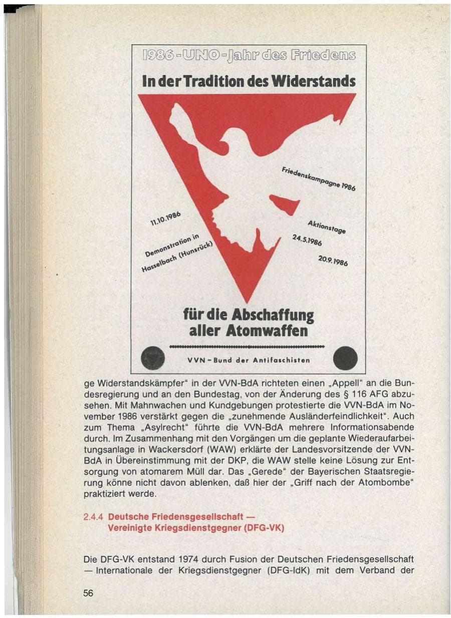 Seite 56 des Verfassungsschutzbericht 1986 Bayern