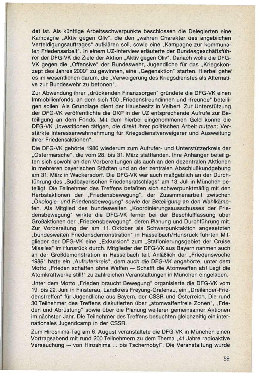 Seite 59 des Verfassungsschutzbericht 1986 Bayern