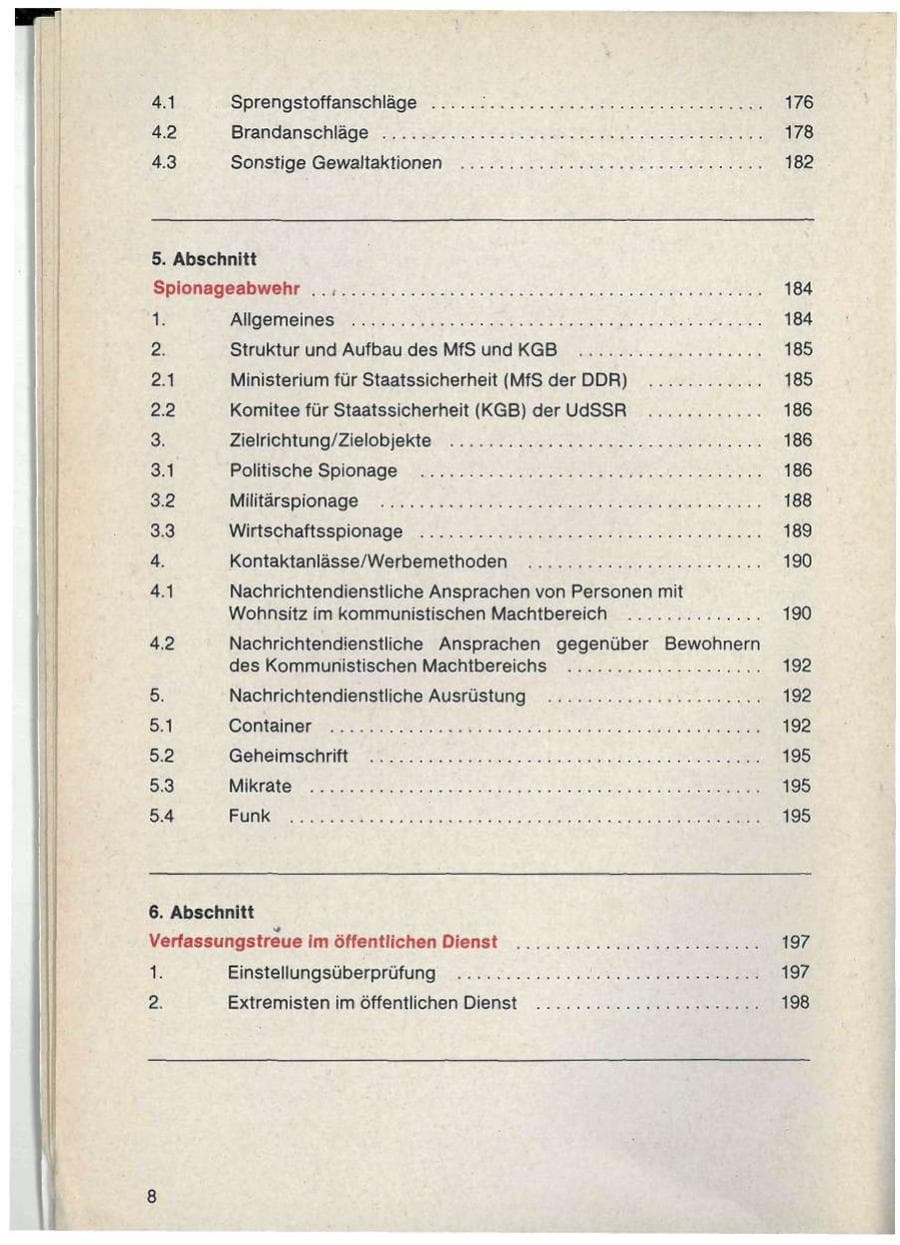 Seite 8 des Verfassungsschutzbericht 1986 Bayern