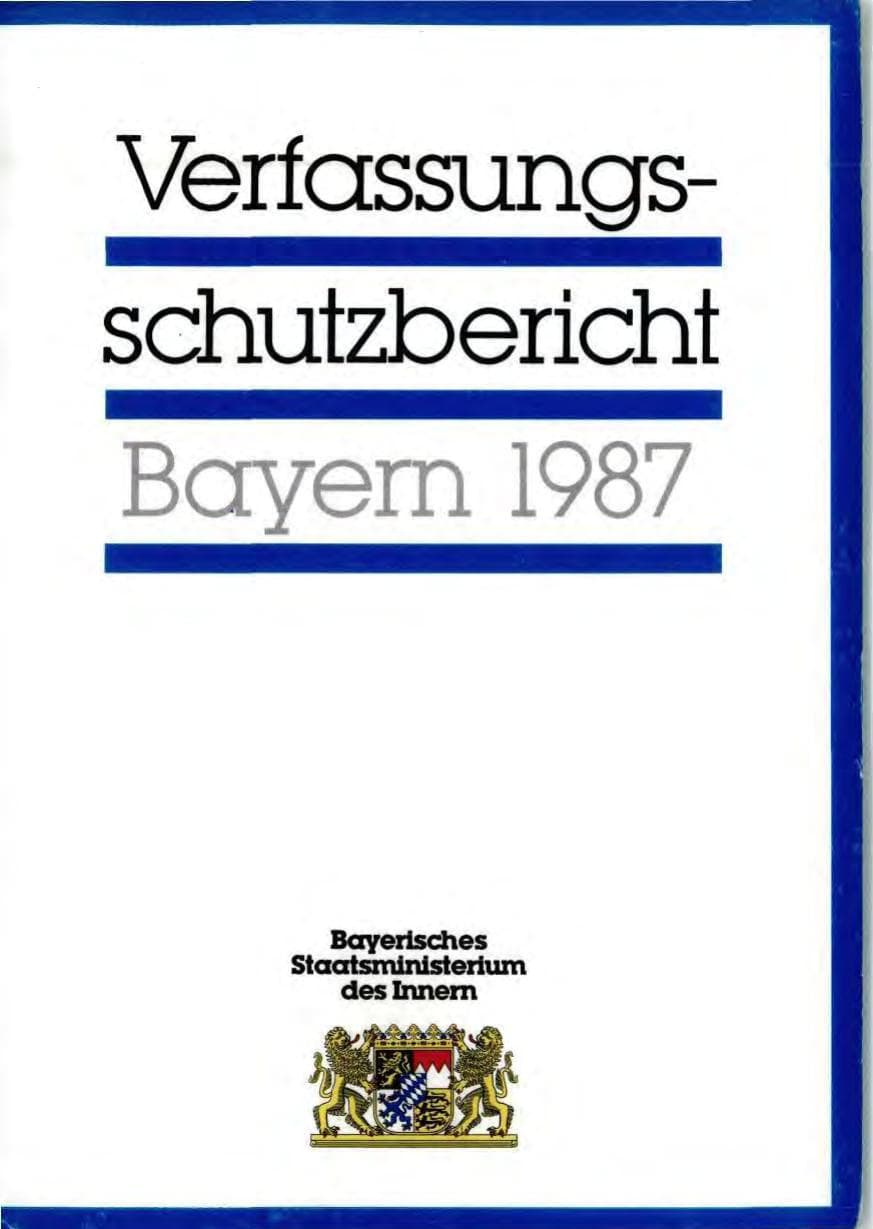 Seite 1 des Verfassungsschutzbericht 1987 Bayern