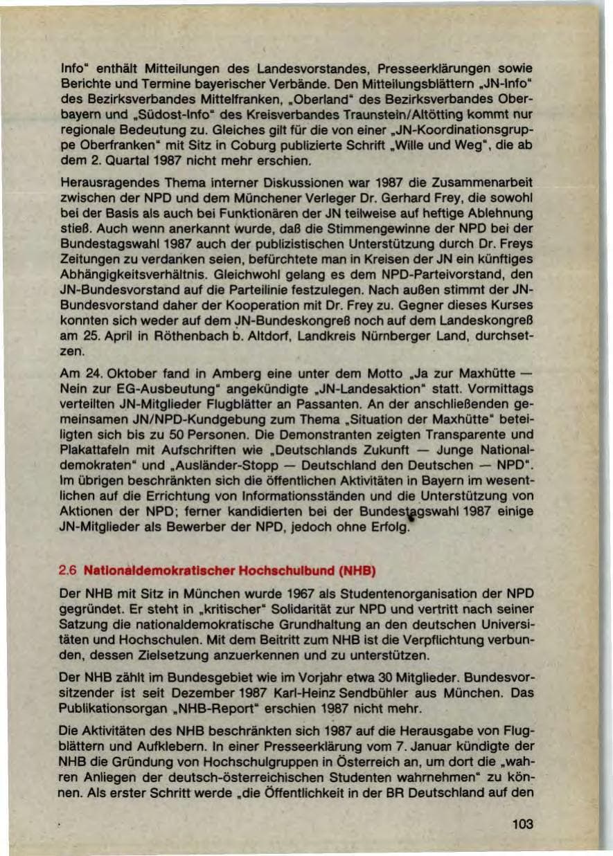 Seite 105 des Verfassungsschutzbericht 1987 Bayern