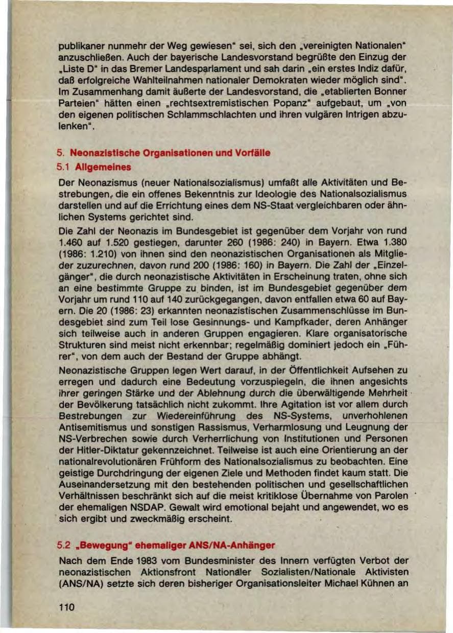 Seite 112 des Verfassungsschutzbericht 1987 Bayern