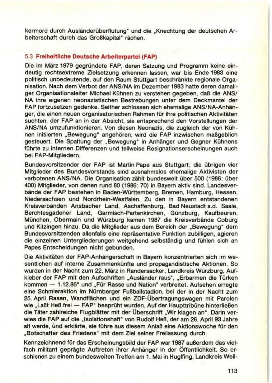 Seite 115 des Verfassungsschutzbericht 1987 Bayern