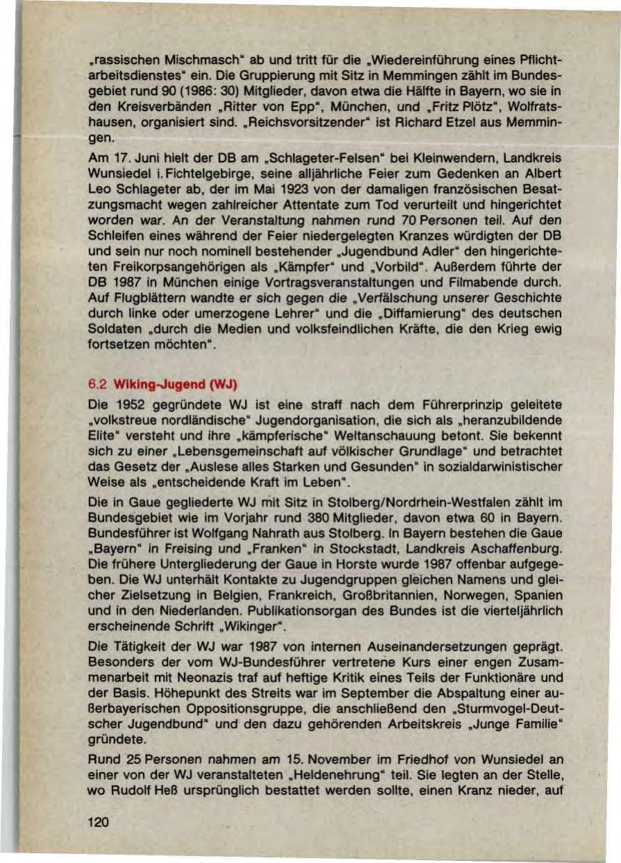 Seite 122 des Verfassungsschutzbericht 1987 Bayern