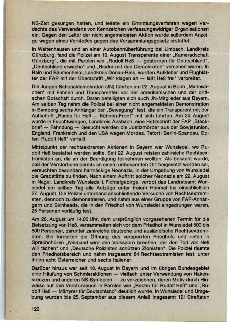 Seite 128 des Verfassungsschutzbericht 1987 Bayern
