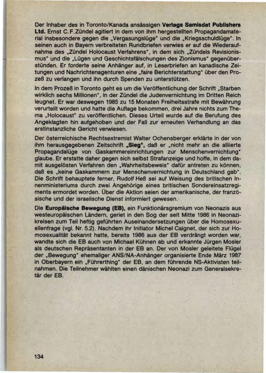 Seite 136 des Verfassungsschutzbericht 1987 Bayern