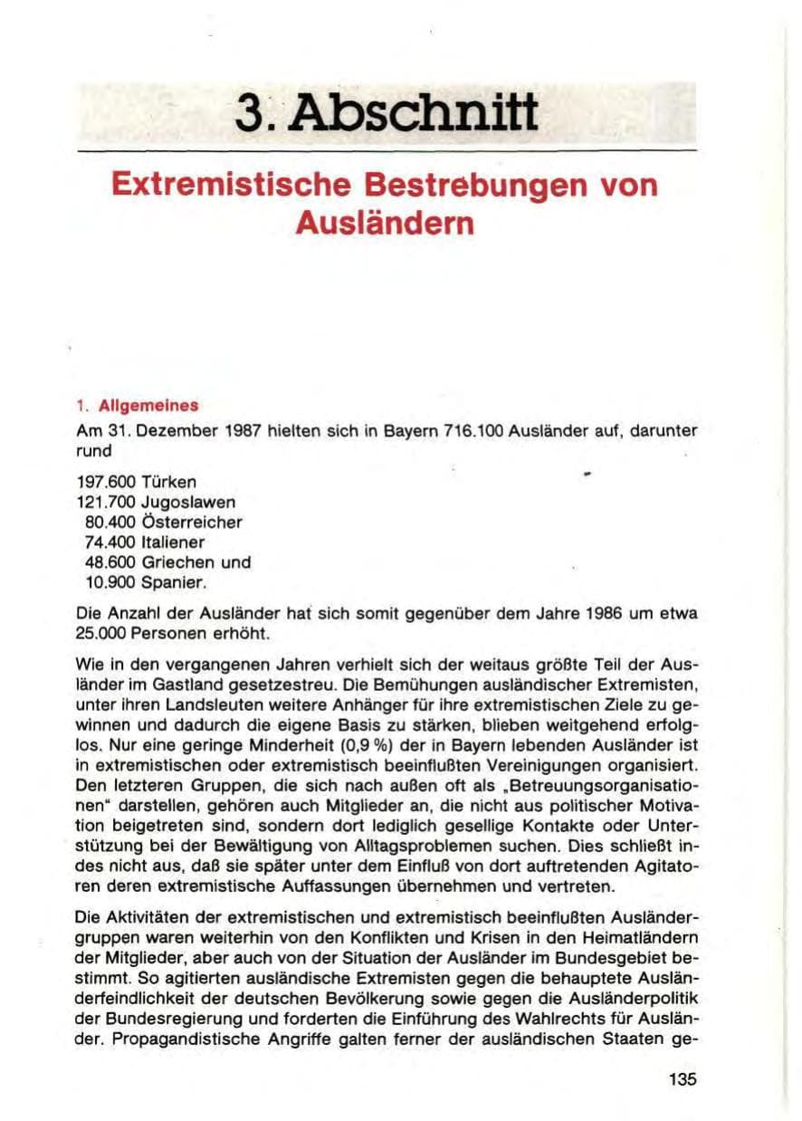 Seite 137 des Verfassungsschutzbericht 1987 Bayern