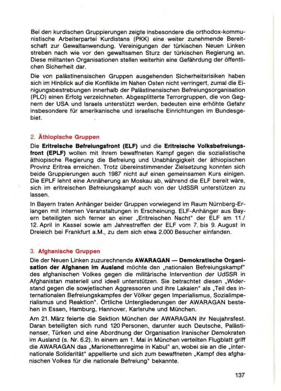 Seite 139 des Verfassungsschutzbericht 1987 Bayern