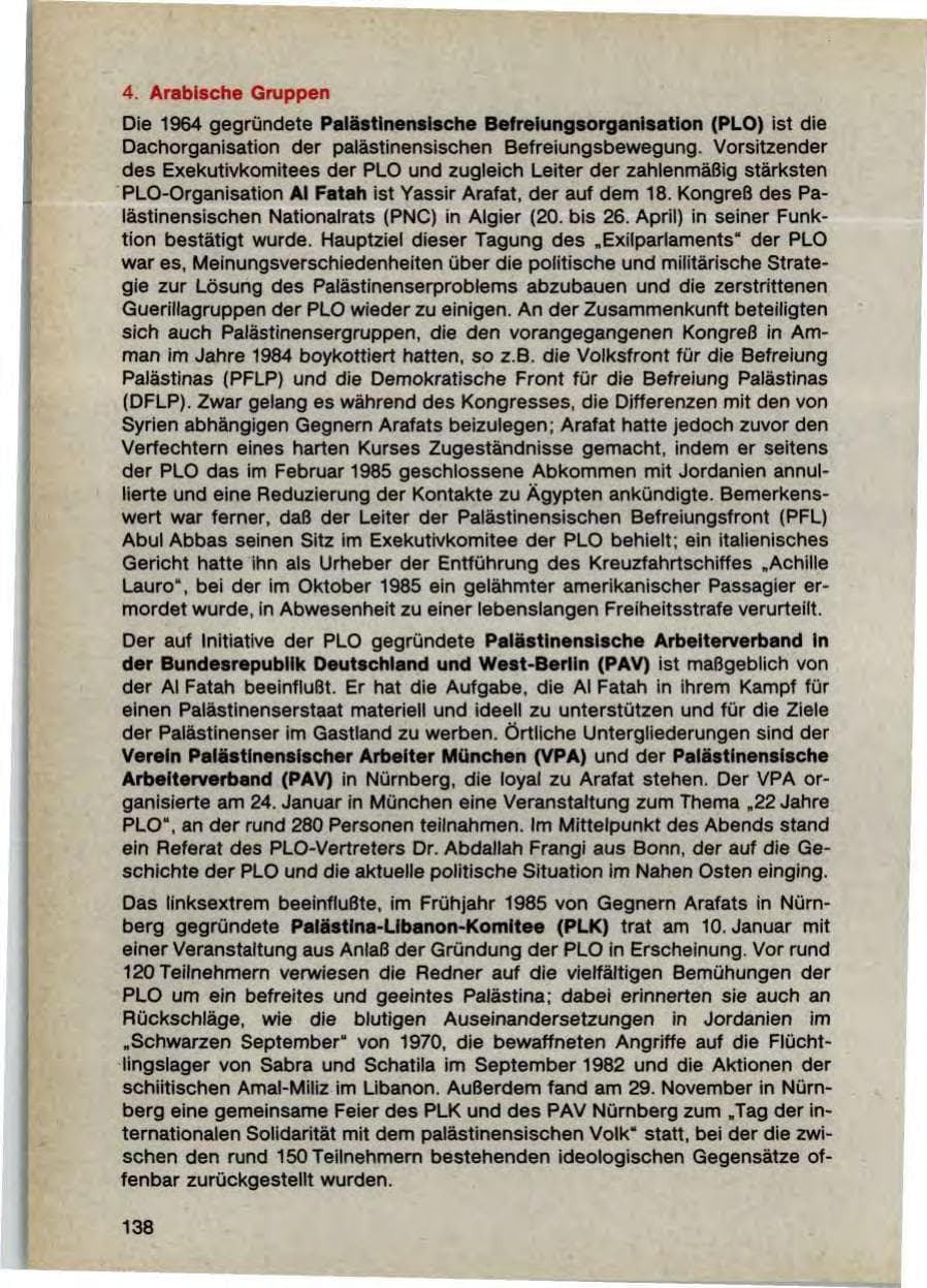 Seite 140 des Verfassungsschutzbericht 1987 Bayern