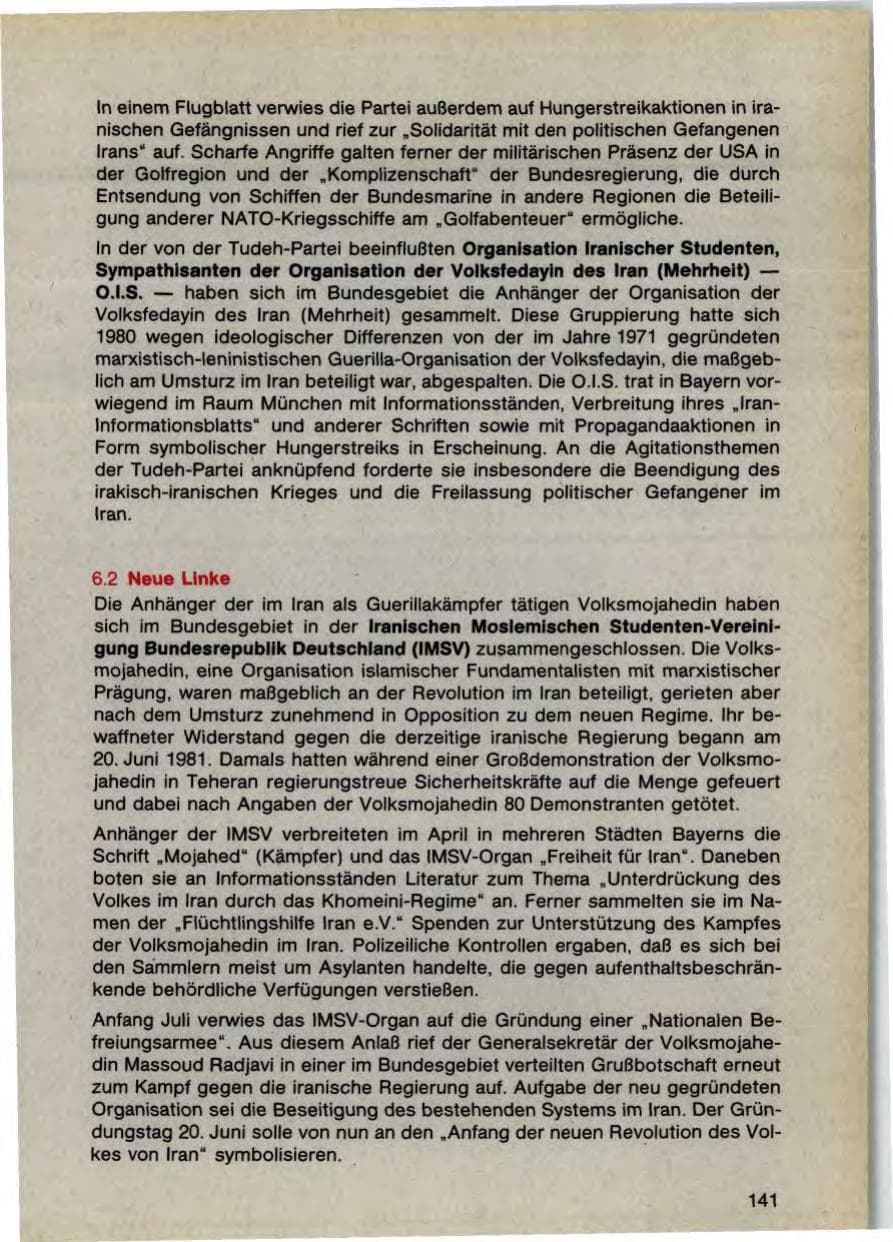 Seite 143 des Verfassungsschutzbericht 1987 Bayern