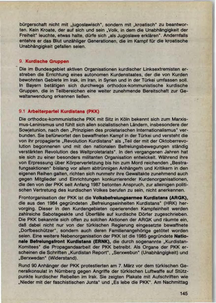 Seite 147 des Verfassungsschutzbericht 1987 Bayern