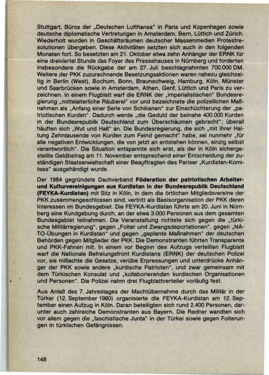 Seite 150 des Verfassungsschutzbericht 1987 Bayern