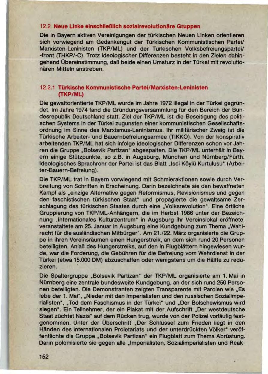 Seite 154 des Verfassungsschutzbericht 1987 Bayern