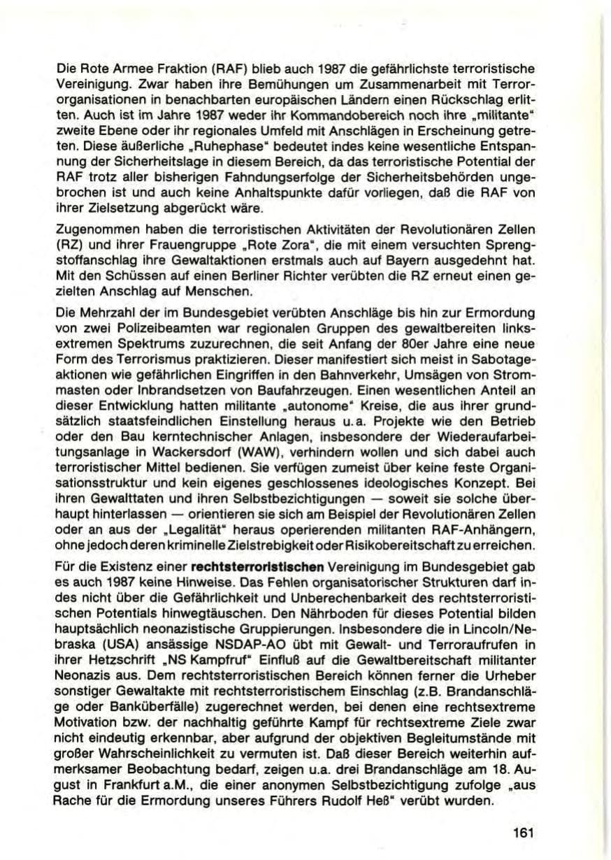 Seite 163 des Verfassungsschutzbericht 1987 Bayern
